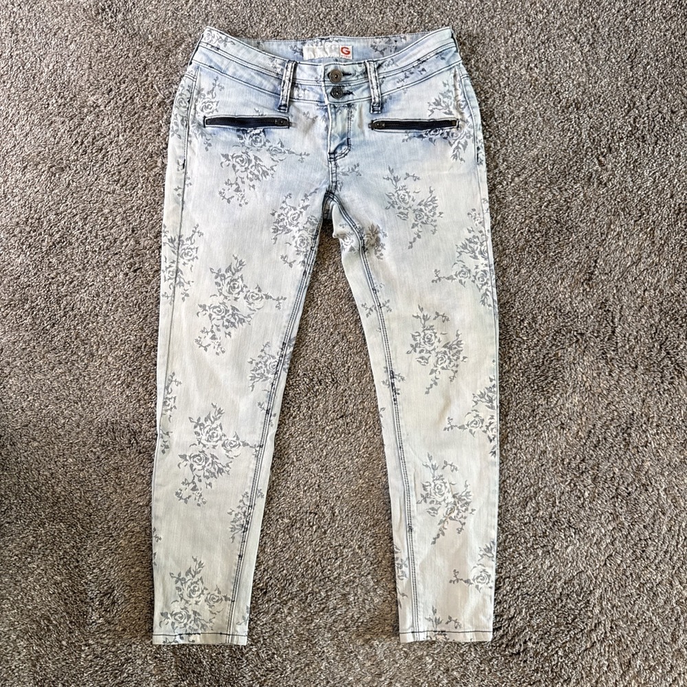 Guess Women's Super Skinny Jeans Denim Floral Print Size 27